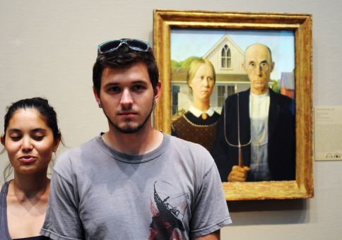 Grant Wood's 'American Gothic' (we got in trouble for this...)